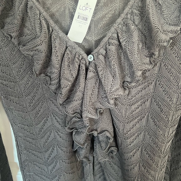LOFT Charcoal Ruffled Blouse - Picture 2 of 4